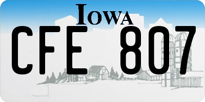 IA license plate CFE807