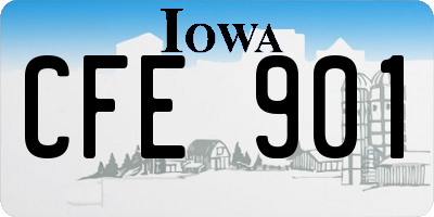 IA license plate CFE901
