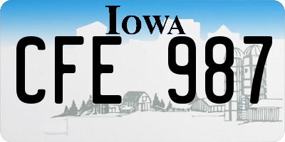 IA license plate CFE987