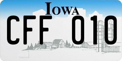 IA license plate CFF010