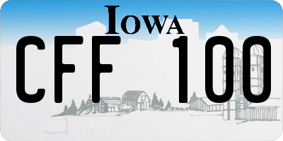 IA license plate CFF100