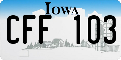 IA license plate CFF103