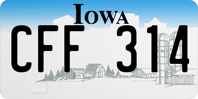 IA license plate CFF314