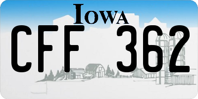 IA license plate CFF362