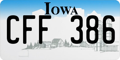 IA license plate CFF386