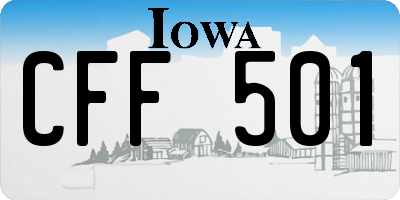 IA license plate CFF501