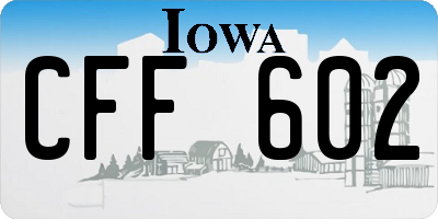 IA license plate CFF602