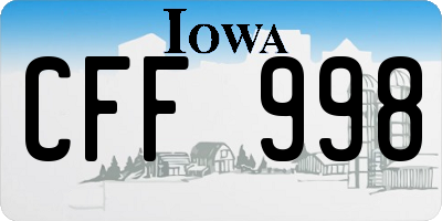IA license plate CFF998