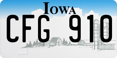 IA license plate CFG910