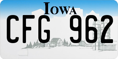 IA license plate CFG962