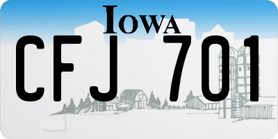 IA license plate CFJ701
