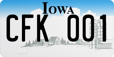 IA license plate CFK001