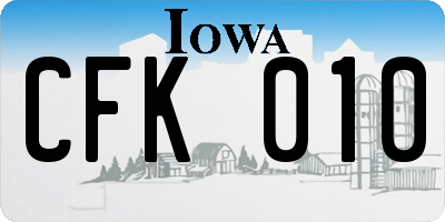 IA license plate CFK010