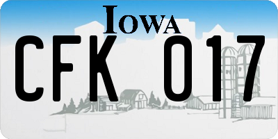 IA license plate CFK017