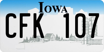 IA license plate CFK107