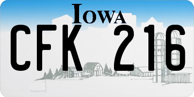 IA license plate CFK216