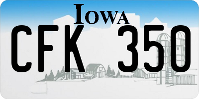IA license plate CFK350