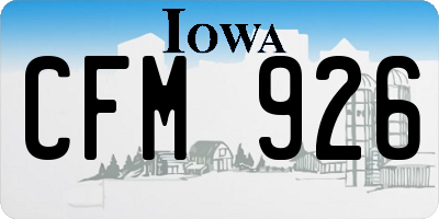 IA license plate CFM926