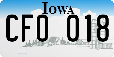 IA license plate CFO018