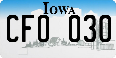 IA license plate CFO030