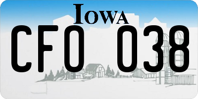 IA license plate CFO038