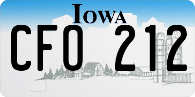 IA license plate CFO212