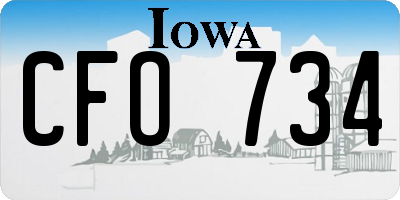 IA license plate CFO734