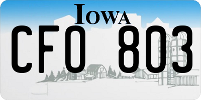 IA license plate CFO803