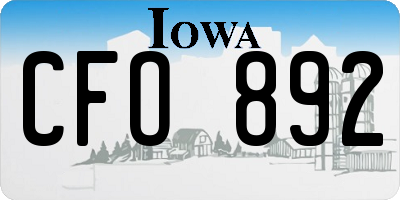 IA license plate CFO892