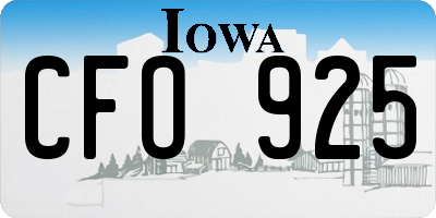 IA license plate CFO925