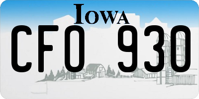 IA license plate CFO930