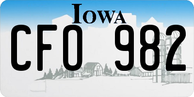 IA license plate CFO982