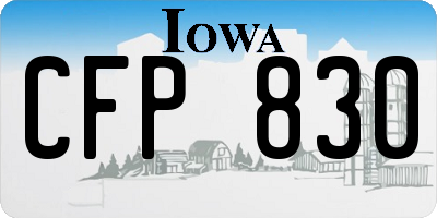 IA license plate CFP830