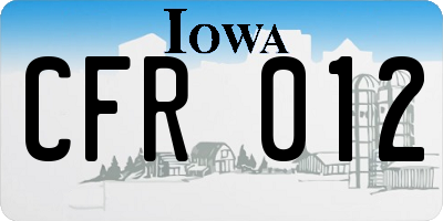 IA license plate CFR012
