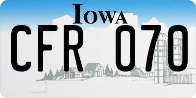 IA license plate CFR070