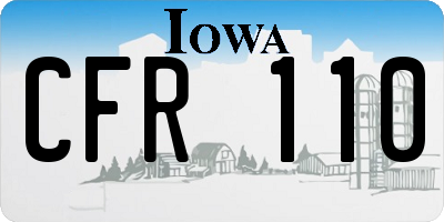 IA license plate CFR110