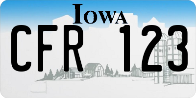 IA license plate CFR123