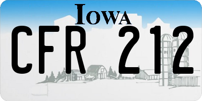 IA license plate CFR212