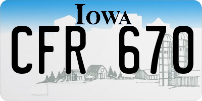IA license plate CFR670