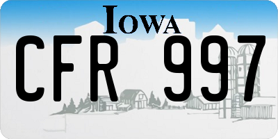 IA license plate CFR997