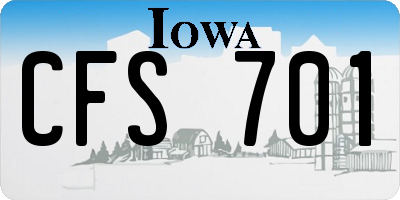 IA license plate CFS701
