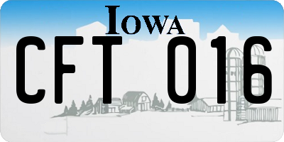 IA license plate CFT016