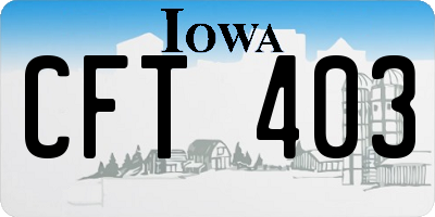 IA license plate CFT403