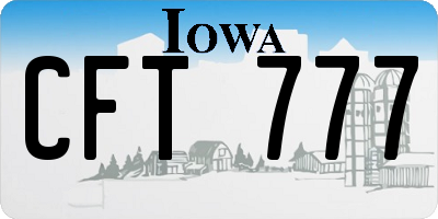 IA license plate CFT777
