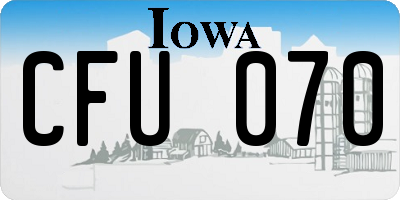 IA license plate CFU070