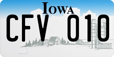 IA license plate CFV010