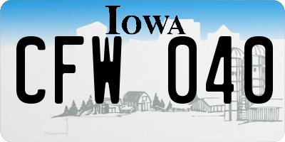 IA license plate CFW040