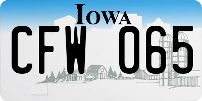 IA license plate CFW065