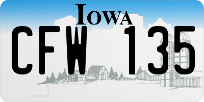 IA license plate CFW135