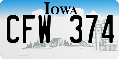IA license plate CFW374